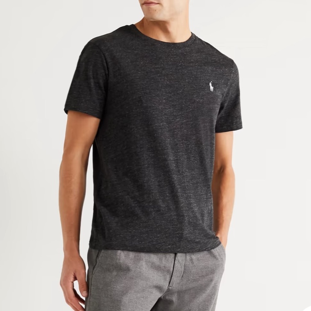 Polo Ralph Lauren Mélange Cotton-Jersey T-Shirt Charcoal Gray-XL Classic Fit